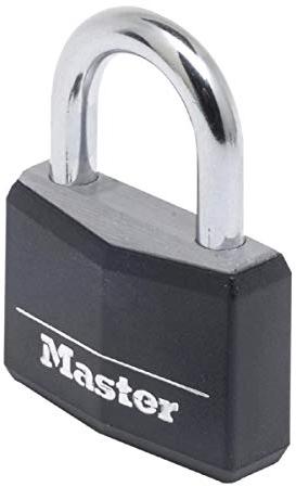 Master Lock 9150EURDBLK Cadenas à Clé en Aluminium Massif recouvert de Vinyle, noir, 5 x 6,8 x 1,4 cm