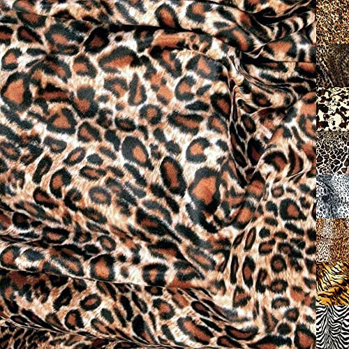 TOLKO 50cm Kunstfell Meterware | robustes Fellimitat für Kunstfelldecke Stuhlauflage Bezug Polsterstoff Kostüm Jacke Rock Fellstoff Kunstpelz Stoff zum Nähen Polstern Beziehen (Leopard)
