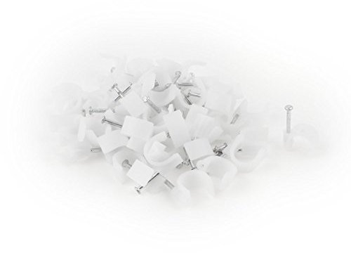 Sourcingmap PVC Wire Tubing Pipe C Clamps Nail Clips, 16mm Cable, 60 Pcs, White