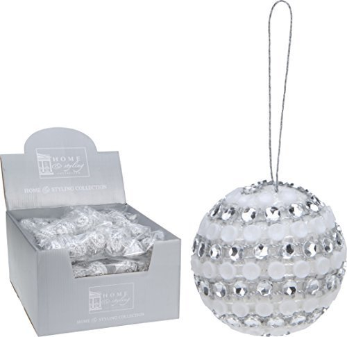 CHICCIE 3 Set Weihnachtskugel mit Perlen weiß 3,5cm - aus Styropor Bruchfest Christbaumschmuck Edel