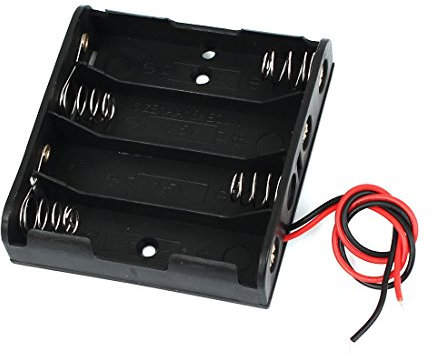 sourcingmap 6V Power Supply 4 x AA Battery Holder Screw Mounted Open Storage Case Wire Leads Black