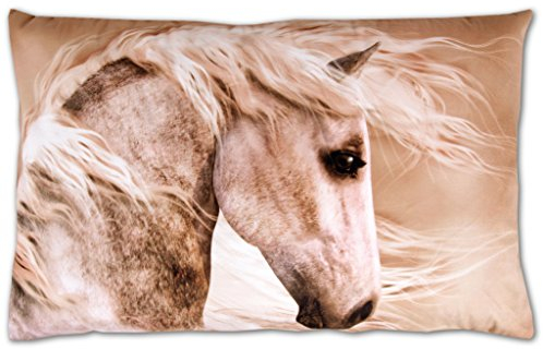 Bestlivings 2er Pack Kissenbezug beidseitiger Fotodruck Motiv in 40x60cm, Kissenhülle Bezug mit Reißverschluss (Design: Pferdekopf)