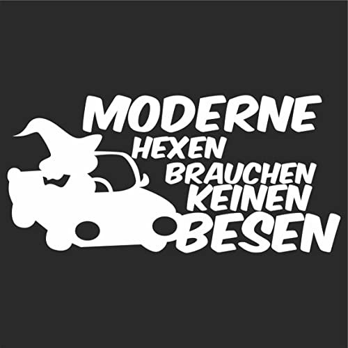 JINTORA - Autoaufkleber Tuning - Auto Aufkleber - Moderne Hexen brauchen keinen Besen - 210x99 mm - Auto Sticker Bus Fenster Heckscheibe Camper wetterfest Outdoor Sticker Auto Deko LKW Tuning - weiß