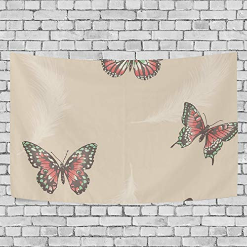 MONTOJ Vintage Schmetterling Muster Betttuch Decke Wandkunst Wandteppich Wandbehang quer