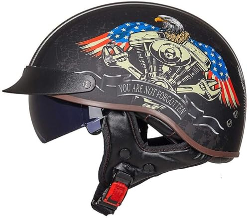 EBAYIN Casque jet moto vintage homologué ECE pour scooter et moto pilote personnalité, B-L: (59-60cm)