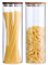 KKC Spaghettiglas mit Deckel - Spaghetti Aufbewahrung Glas Luftdicht - Spaghettiglas Hoch mit Holzdeckel - Spaghetti Dosen 30cm für 500g - 1kg Italien Lange Nudeln 2er Set 1850ml BPA-frei