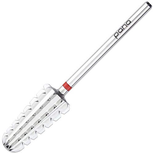 PANA Nail Carbide Volcano Bit - Two Way Rotate use for Both Left and Right Handed - Fast remove Acrylic or Hard Gel - 3/32 Shank - Manicure, Nail Art, Drill Machine (3x Coarse, Silver)