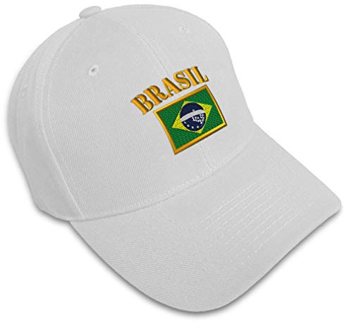 Baseballmützen für Damen und Herren, bestickt, Brasilien-Stil, B-Flagge, Stickerei, Damen und Herren, Baseballmützen, Nur weißes Design, Einheitsgröße