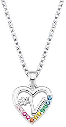 Prinzessin Lillifee Kette mit Anhänger 925 Sterling Silber Mädchen Kinder Halsschmuck, mit Zirkonia synth., 35+3 cm, Multicolor, W, Kommt in Schmuck Geschenk Box, 2027897