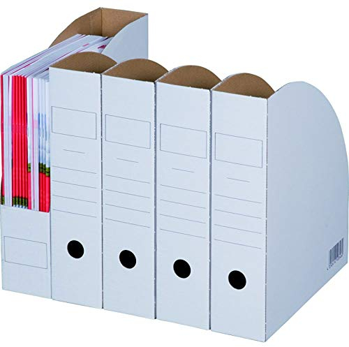KK Verpackungen® Archiv-Stehsammler | 20 Stück, Stehordner mit großem Beschriftungsfeld & 75mm Rückenbreite | Zeitschriftensammler aus Wellpappe mit Grifflöchern auf Vorder- & Rückseite in Braun