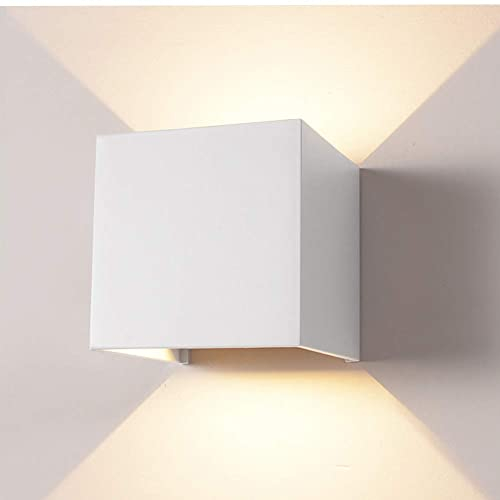 Midore Wandleuchte LED Dimmbar 12W wandlampe Innen/Aussen 230V Wandbeleuchtung Einstellbar Abstrahlwinkel Auf und Ab Leuchten 3000K [Energieklasse A++]