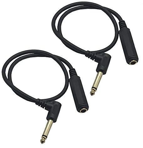 LiKuCo 6.35 Male to Female Guitar AMP Cable Right Angle 2pcs 50CM Right Angled 1/4 6.35mm Male to 1/4 Female Plug Cable Adapter for Electric Instruments (Guitar, Keyboard, Amplifier, Speakers etc)