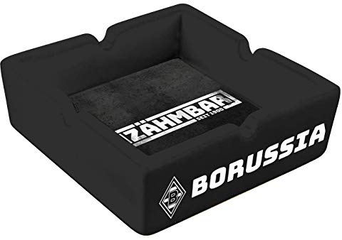 Borussia Mönchengladbach Aschenbecher Unzähmbar | Offizieller Fanartikel Fohlenshop | Schwarz beschichtetes Glas | Mit Unzähmbar Schriftzug | Maße: 10,5x10,5x3,5 cm