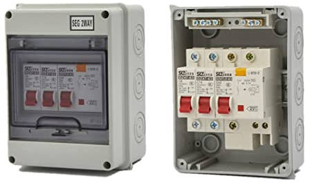 Wohnwagen Verbrauchereinheit Mini Leckschutzschalter, Mini Consumer Unit with RCD, Consumer Unit Universal 2-Wege-Leistungsschalter, Sicherungskarte, 40 A, 30 mA RCD 2MCB