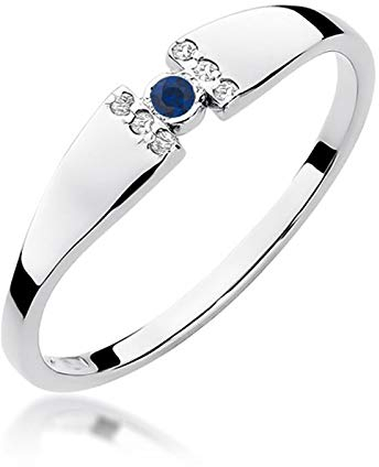 Damen Ring 585 14k Gold Weißgold echt Saphir Edelstein Diamanten Brillanten