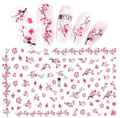Nail Sticker Nail Autocollants Roses De Fleurs De Cerisier Autocollants Fleurs Feuille D'arbre D'été Nails Art Déco Curseur