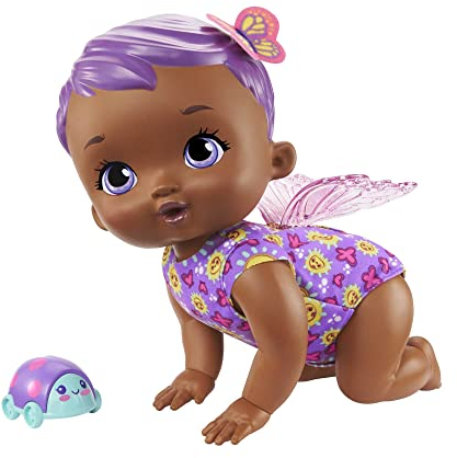 My Garden Baby HBH43 - Krabbelspaß Schmetterlings-Baby - Lila Schmetterling (30 cm), 20 Geräusche und flatternde Flügel, Kinderspielzeug ab 2 Jahren