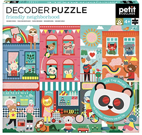 Petit Collage PTC650 Neighbourhood Decoder Animals Puzzle, Multicoloured, 100 Pieces