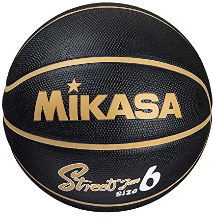 Mikasa BB602B-BKGL-EC Basketball, Größe 6, Gummi, Schwarz/Gold, empfohlener Innendruck 3,5-4,6 psi (0,22-0,32 kgf/cm²)