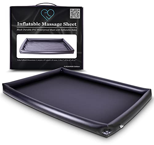 EROTICGEL Aufblasbare Nuru-Massageliege mit aufblasbaren Seiten | Schwarz | Strapazierfähiges, wasserdichtes PVC | 205 x 156 x 12 cm | Schutz vor öl-, Wasser- und silikonbasierten Produkten