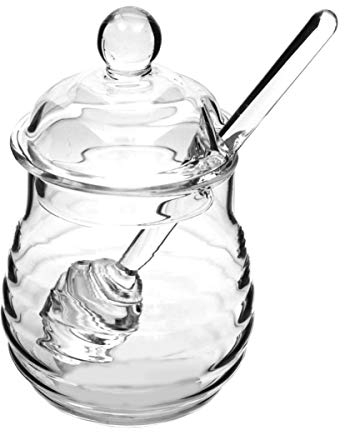 Angoily Klarer Honigtopf Sirup Honiggläser 500g Honigglas Mit Löffel Bienenhonig Glasbehälter Mit Deckel Honigbehälter Storage Jars Honiggläser 250g Glasstopfen Kristall Schärfer