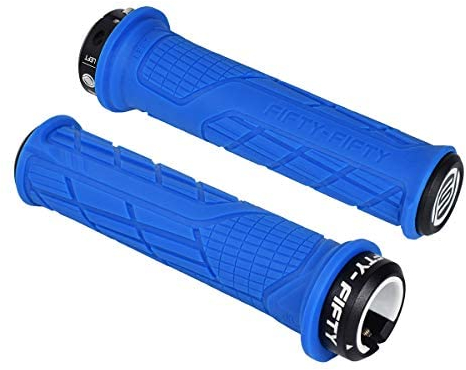 FIFTY-FIFTY MTB Griffe, Fahrradgriffe aus rutschfestem Gummi, Single Lock-on Fahrrad Griffe/Lenkergriffe MTB für Mountainbike, Enduro, Downhill, Trail, E-Bike (Blau)