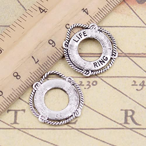 VRUESH 60 Stück Charms Rettungsring Rettungsring 23 x 22 mm tibetische Bronze Silber Farbe Anhänger Antik z Herstellung DIY Handarbeit Handwerk-Antik versilbert