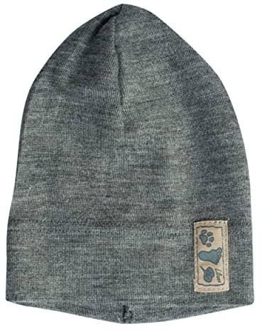 Lilano, Kinder/Baby Beanie Mütze, 70% Wolle (kbT), 30% Seide, 210 g/m² (Grau, 62-68)