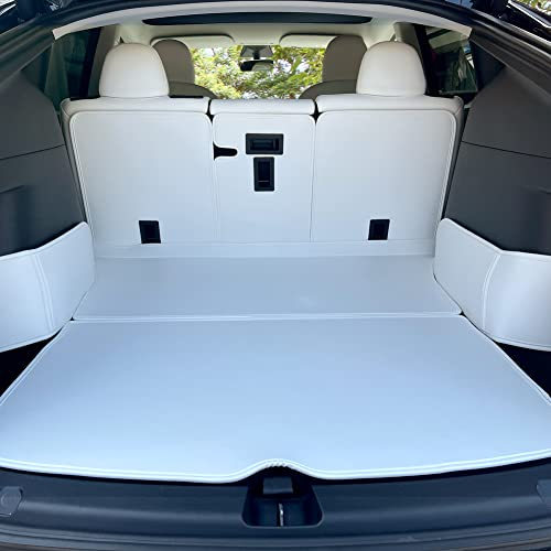 TESBEAUTY Cargo Liner Cargo-Matten für Tesla Model Y 5-Sitzer Kofferraummatten Fußmatten 7 Stück Allwetter-Tesla-Sitze aus Leder, Kratzfest, weiß