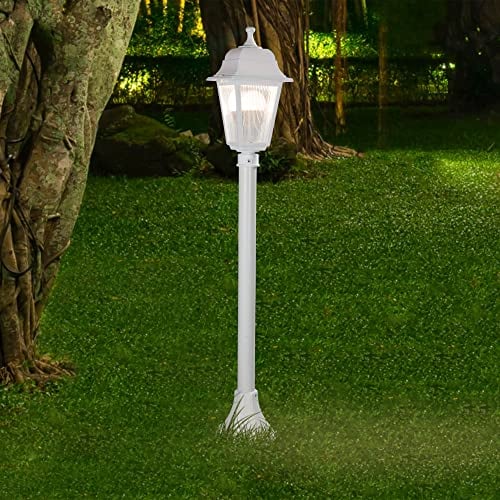 Lámpara de Pie para Exterior Farola Bolardo para Jardín Terazza Garaje 1xE27 IP44 Metal Plástico 27 x 15 cm Altura total 100 cm Blanco