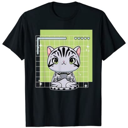 American Shorthair Kawaii Katze Kitten Gaming Egirl T-Shirt