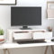 Tidyard Supporto per Monitor in Legno, Supporto Ergonomico per PC Monitor,Laptop,Computer,Dvd,Notebook, con 2 Cassetti, Supporto per Tastiera per Computer Bianco 50x27x15 cm
