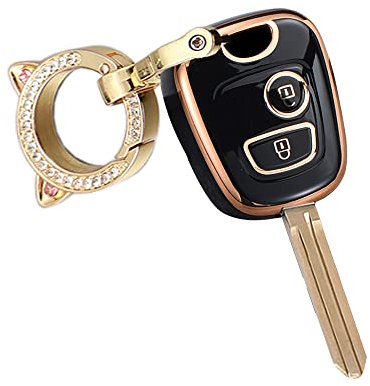 ontto Coque de Protection pour clé de Voiture Adapté pour Peugeot 106 107 206 207 306 307 406 407 Housse de Protection en Silicone pour Citroën C1 C4 C2 C3 Coque de clé Porte-clés Protection Etui