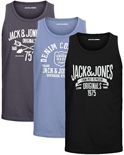 JACK & JONES Herren Tank-Tops Vielfältige Prints | Schmale Passform und atmungsaktive Baumwolle (3er Opt - 1 (3er Havka TT, XL))