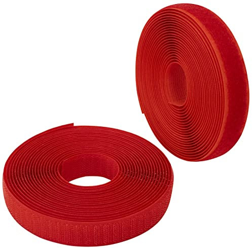 AERZETIX - C65912 - Klettband/-rolle 20 mm 5 meter - organizer/kabelbinder - band für kleidersäcke - aus polyamid und polyester - farbe: rot