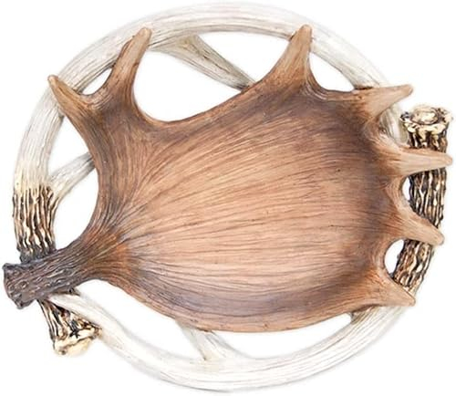 The Bridge Collection Rustikale Geweih-Schüssel-Dekoration – dekoratives Hirsch- und Elchgeweih-Tablett – Fangschale, Tischdekoration für Hütte, rustikale Heimdekoration