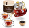 Glass Teapot, Withstand Temperature from -20 ℃ to 180℃, 400ml teapot with Food-Grade Stainless Strainer, Placed on stovetop, Mirowave or Dishwasher 100% Hand Crafted Teapot