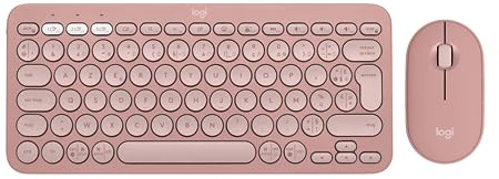 Logitech Pebble Keys 2 K380s Clavier sans Fil Bluetooth FR AZERTY Pebble Mouse 2 M350s Wireless Bluetooth - Rose