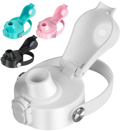 EIPOSAU Auto Flip Deckel für Hydro Flask Wide Mouth Great Spout Lid for Simple Modern, Takeya, Iron Flask and Other Brands, Replacement Lid with Button Lock, White