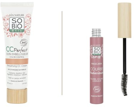 So'Bio Étic LÉA NATURE SO BIO étic | Routine Make-up Gesicht - CC Creme Color Control (Clair - 30 ml) + Wimperntusche Curve (8 ml) | Bio-zertifiziert | 100% natürliche Pigmente | Made in France