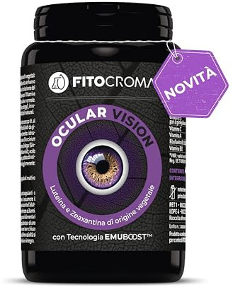 FITOCROMA® Ocular Vision, Integratore occhi vista con Luteina e Zeaxantina vegetale con Tecnologia EMUBOOST™ + Mirtillo nero, Ginkgo e Vitamine - 90 capsule vegetali