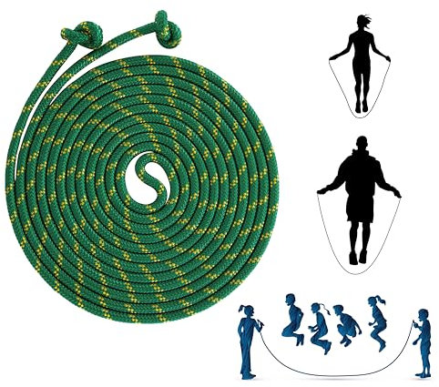 16 Foot Double Dutch Jump Rope for Kids, Adjustable Skipping Rope for Outdoor Team Jumping, School Sport, Party Game, Braided Nylon Jump Ropes (Green)