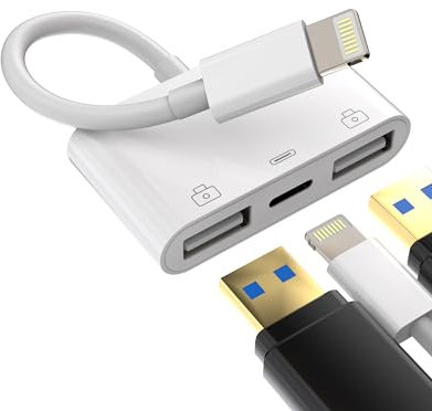 Adaptador Lightning to USB 3en1 Adapter Cable OTG Conversor Cargador Jack para Apple iPhone 14 13 12 11 Pro Max 7 8 Plus X para iPad Air Mini Accesorios Lectorlector Tarjetas Conector Pendrive Teclado