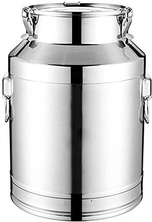 Bidons de Lait en Acier Inoxydable 201 avec Couvercle scellé en Silicone et Boucle de Verrouillage, Pot à Lait pour Baril d'huile pour Stocker et Transporter du Liquide / 100 L