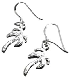 Palm Tree Earrings, Sterling Silver, beachy tropical summer vacation resort Hawaii island island-inspired nature-inspired boho Jewelry