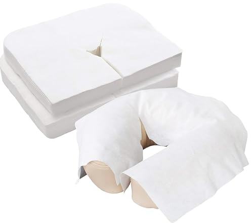 Disposable Face Cradle Covers 100/200 Count Disposable Face Rest Covers Face Cradle/Head Cradle Covers/Massage Table Covers/Non-Woven Head Cradle Covers for Massage Tables, Chairs and Spa Bed (100)