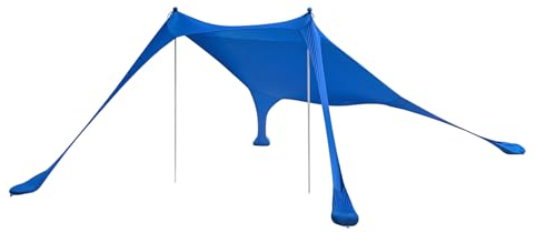 SoBuy Abri de Plage Lycra Polyester UPF30, Tente de Plage Portable, Parasol de Plage, Ombre Tente, Auvent de Plage avec Sac de Transport, pour Plage Pique-Nique Pêche Camping, Bleu Royal, OZT01-DB