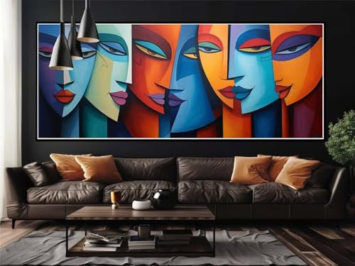 Peinture Numero Adulte Art, visage Peinture par Numero Adulte Grand Format 150 X 50 cm, DIY Kits de Peinture au Numéro Pigment Acrylique Paint by Numbers Pour Maison Décor, Cadeau, (Sans Cadre)-YH593