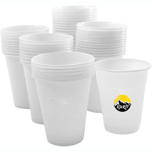 KURTT Einweg-Plastikbecher 8oz/200ml - Trinkbecher 1000 Stück - Multifunktionaler Einsatz für Büro/Werkstatt, Camping, Picknick oder Festival - Kunststoffbecher verwendbar als Campingbecher