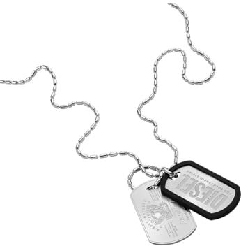 Diesel Men's Font Silver Stainless Steel Necklace, DX1553040